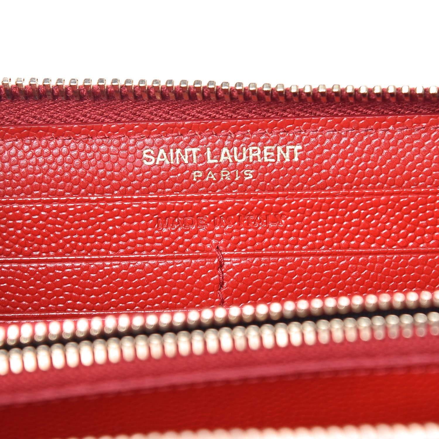 Saint Laurent Grain De Poudre Matelasse Chevron Monogram Zip Around Wallet Red 6 of 7