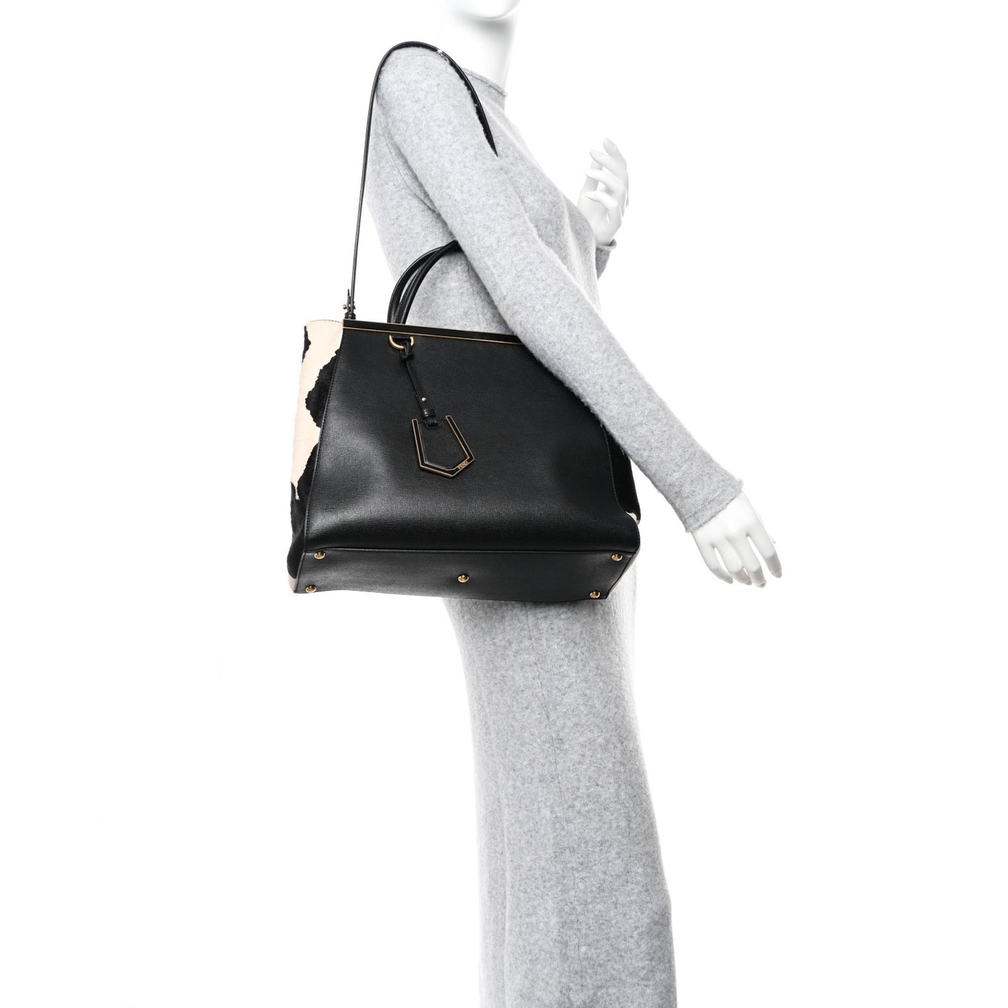 Vitello Elite Calf Hair Cow Print Regular 2Jours Tote Black White