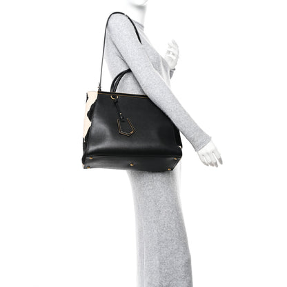 Fendi Vitello Elite Calf Hair Cow Print Regular 2Jours Tote Black White 3 of 10