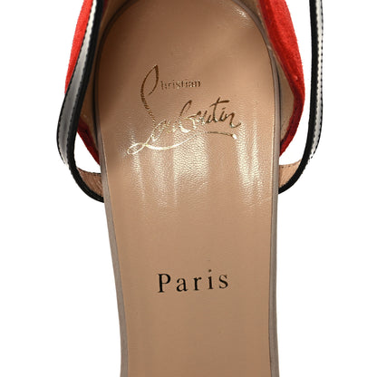 Christian Louboutin Velour Calfskin Summerissima 140 Sandals 38 Nude Red 7 of 8