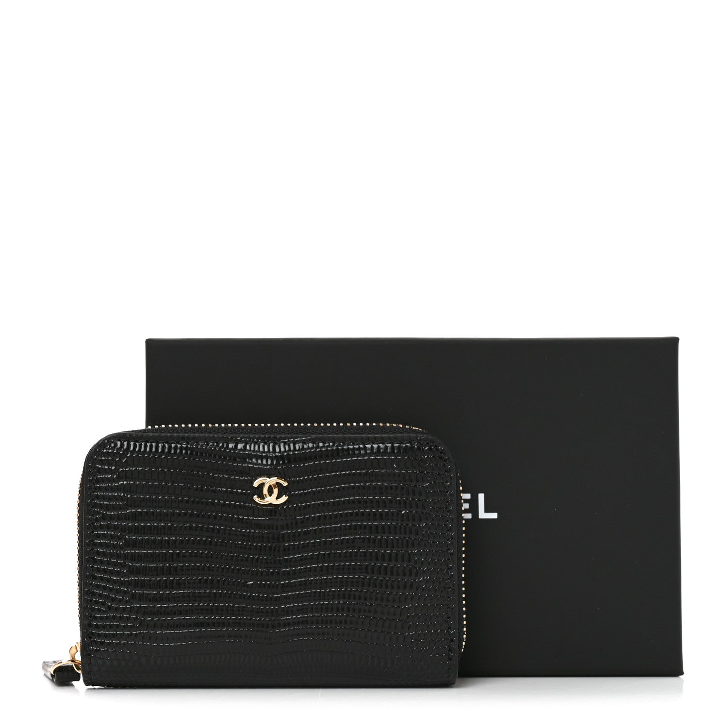 Chanel Calfskin Lizard Embossed Crococo Coin Purse Black 7 of 7