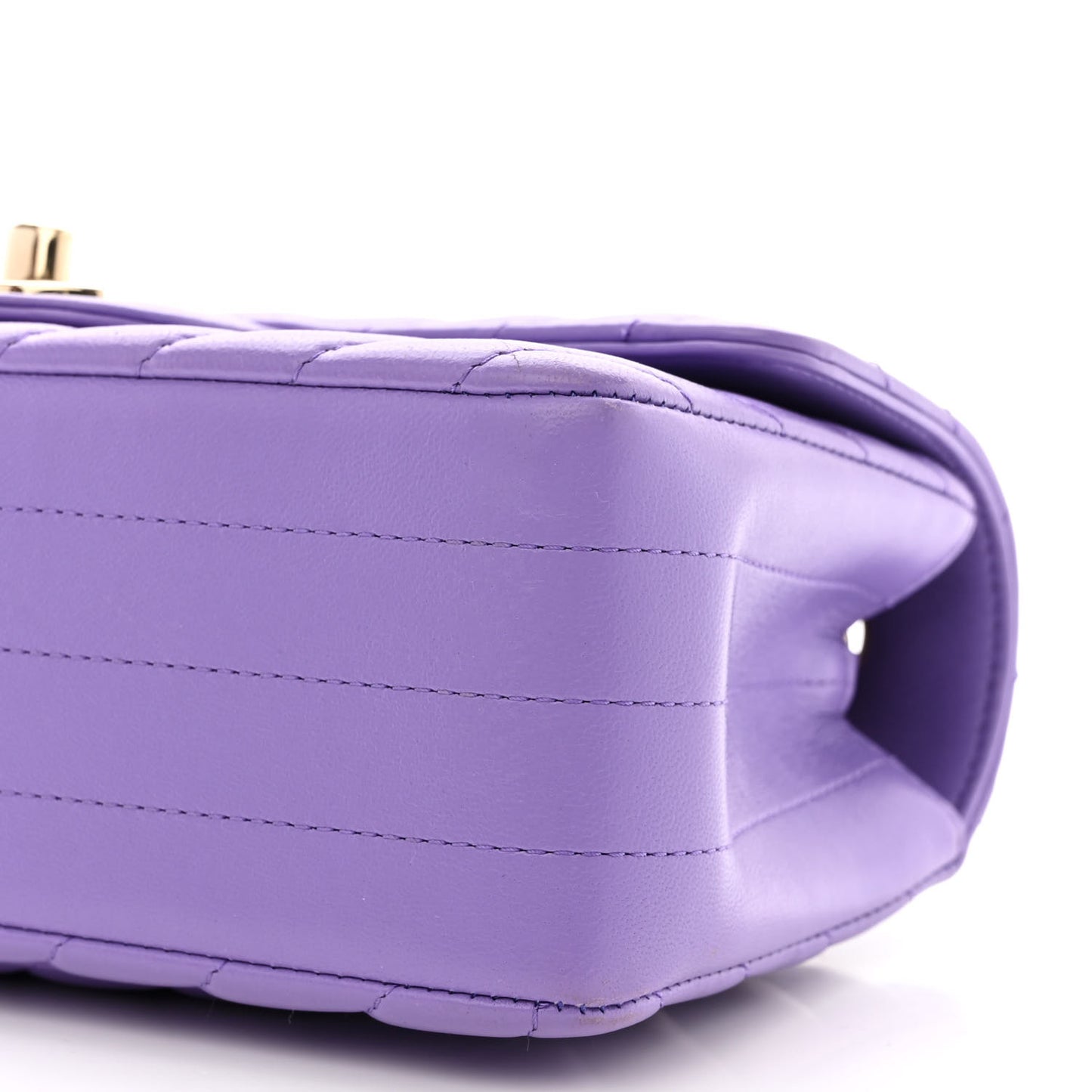 Lambskin Chevron Quilted Mini Rectangular Flap Purple