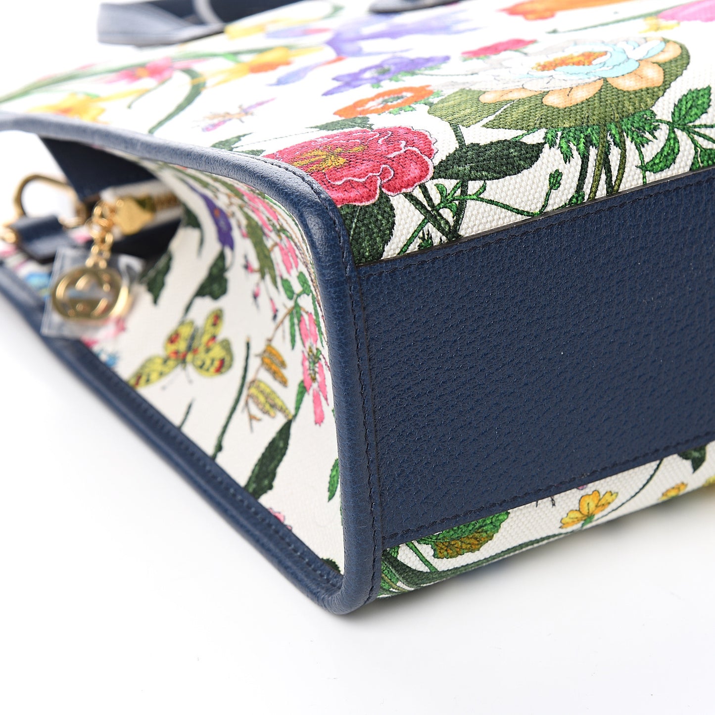 Canvas Medium Flora Tote White Multicolor Blue Agata