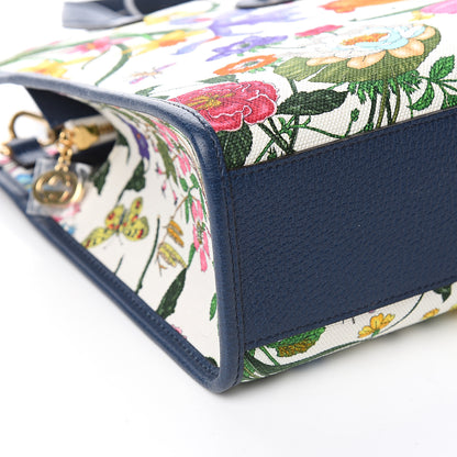 Gucci Canvas Medium Flora Tote White Multicolor Blue Agata 7 of 9