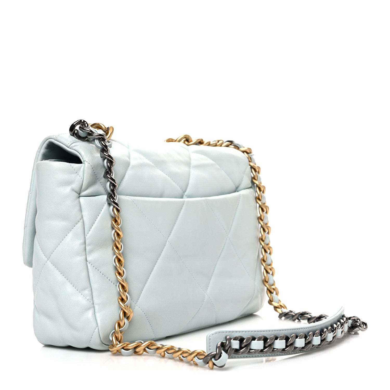 Chanel Lambskin Quilted Large Chanel 19 Flap Light Blue 3 of 11