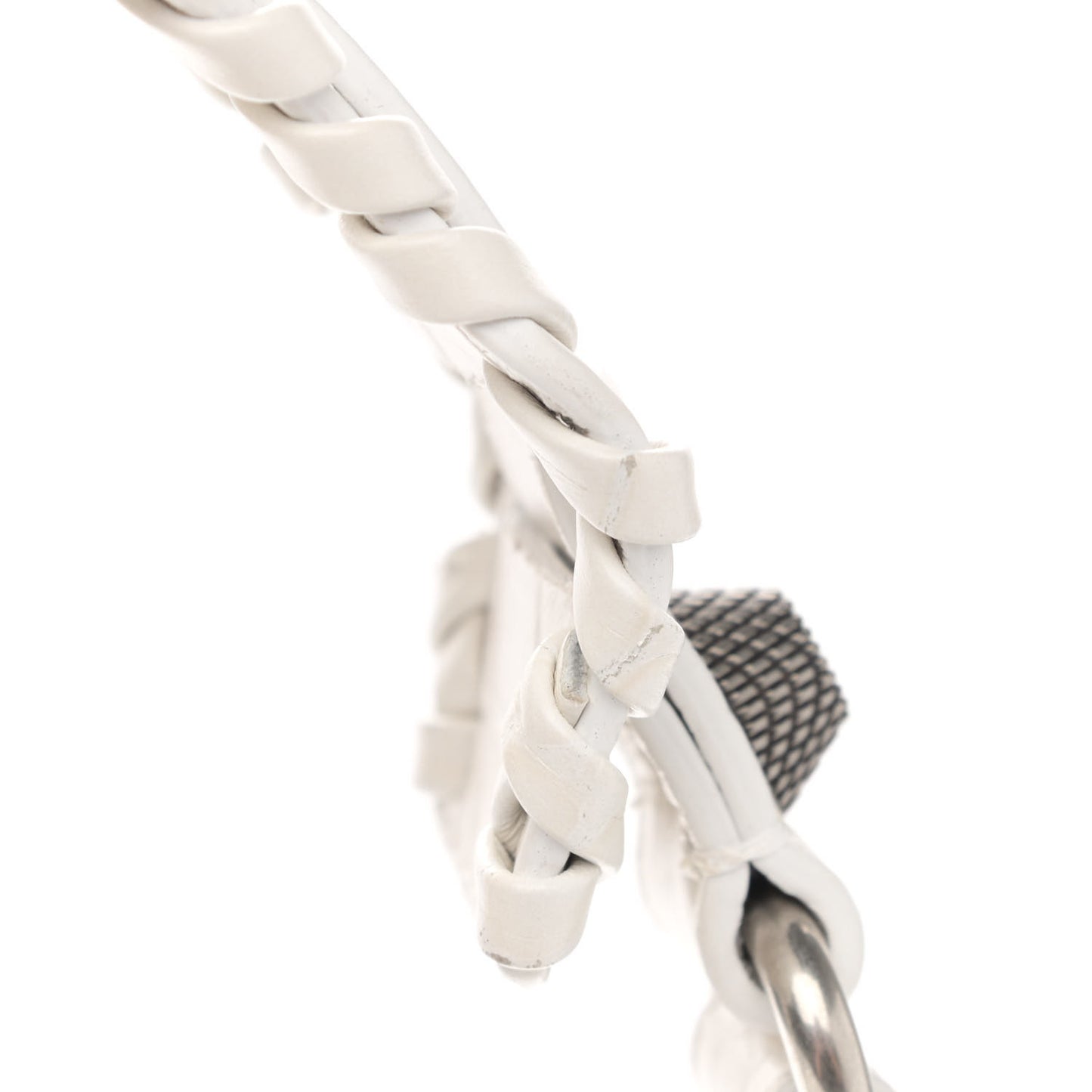 Extra Supple Calfskin Crocodile Embossed Le Cagole Shoulder Bag XS White