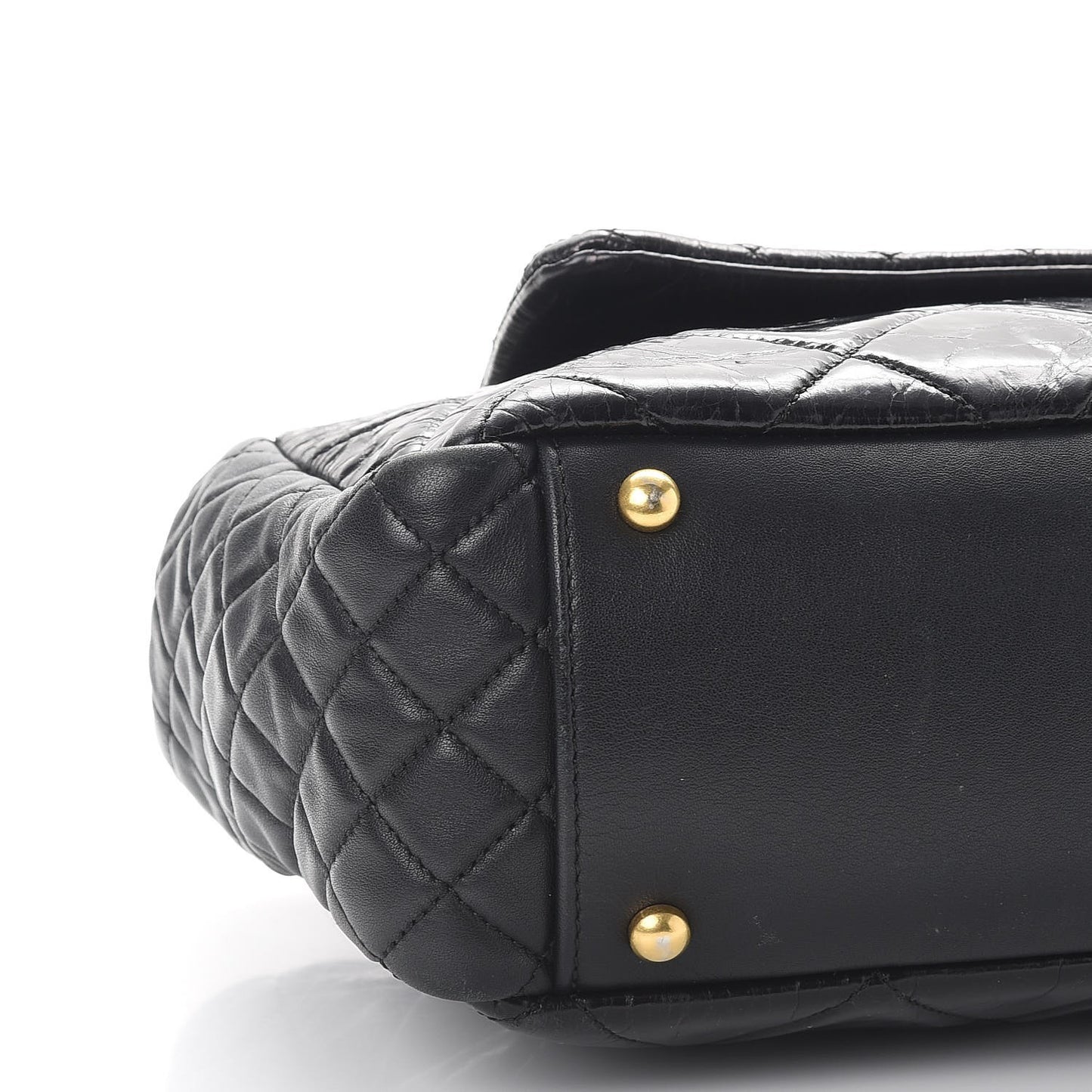Glazed Crinkled Calfskin Medium East West Flap Black