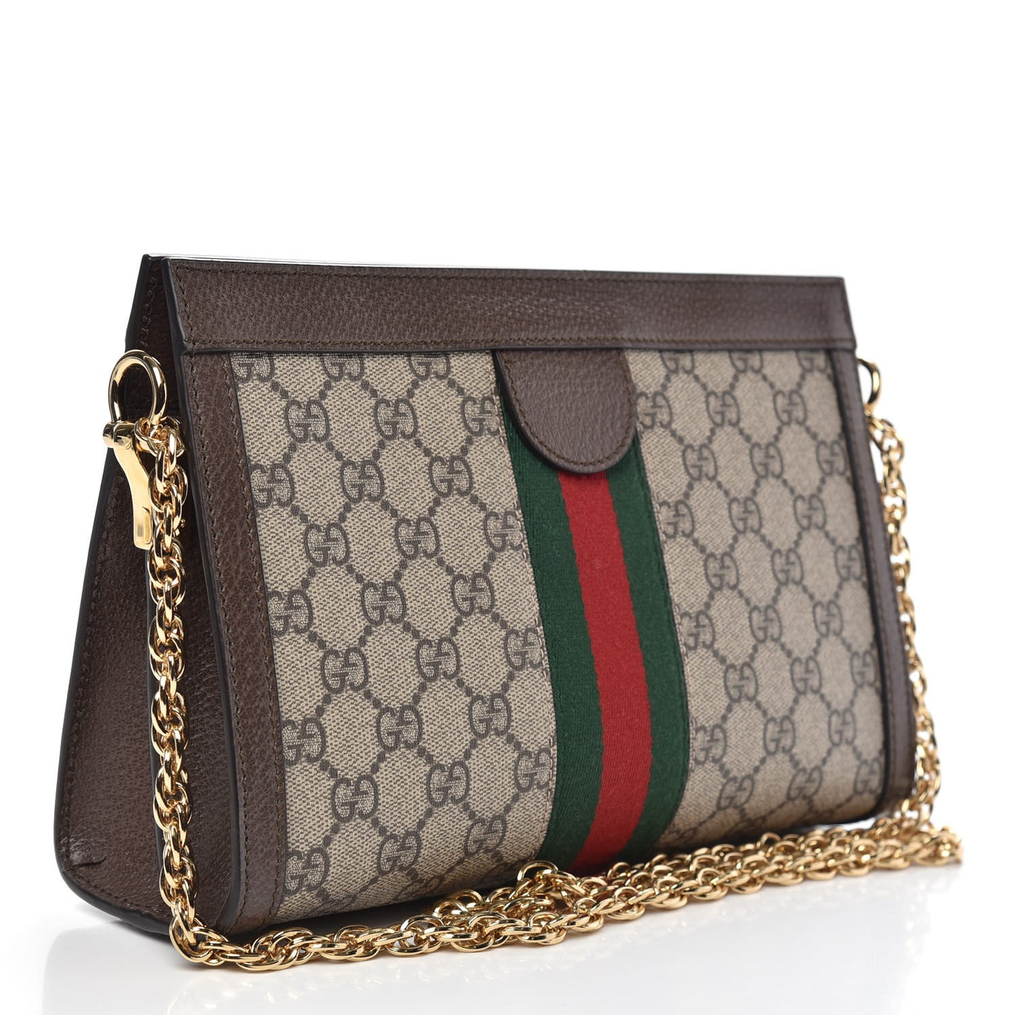 GG Supreme Monogram Web Small Ophidia Chain Shoulder Bag Brown