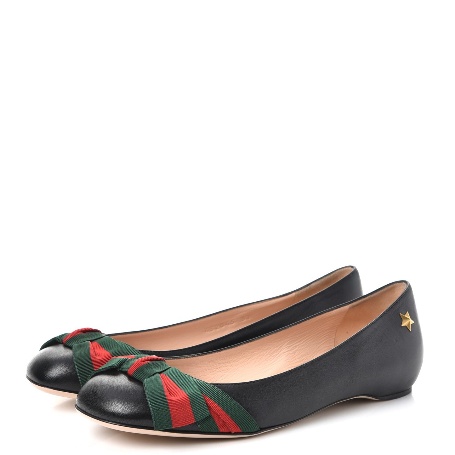 Calfskin Web Ballerina Flat 37 Nero Black