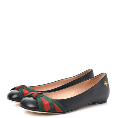 Gucci Calfskin Web Ballerina Flat 37 Nero Black 3 of 8