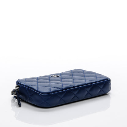 Chanel Lambskin Quilted Small Clutch With Chain Blue 4 of 7