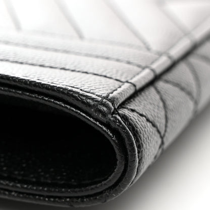 Saint Laurent Grain De Poudre Textured Mixed Matelasse Triquilt Monogram Clutch Black 7 of 11