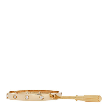 Cartier 18K Yellow Gold 10 Diamond LOVE Bracelet 16 3 of 9