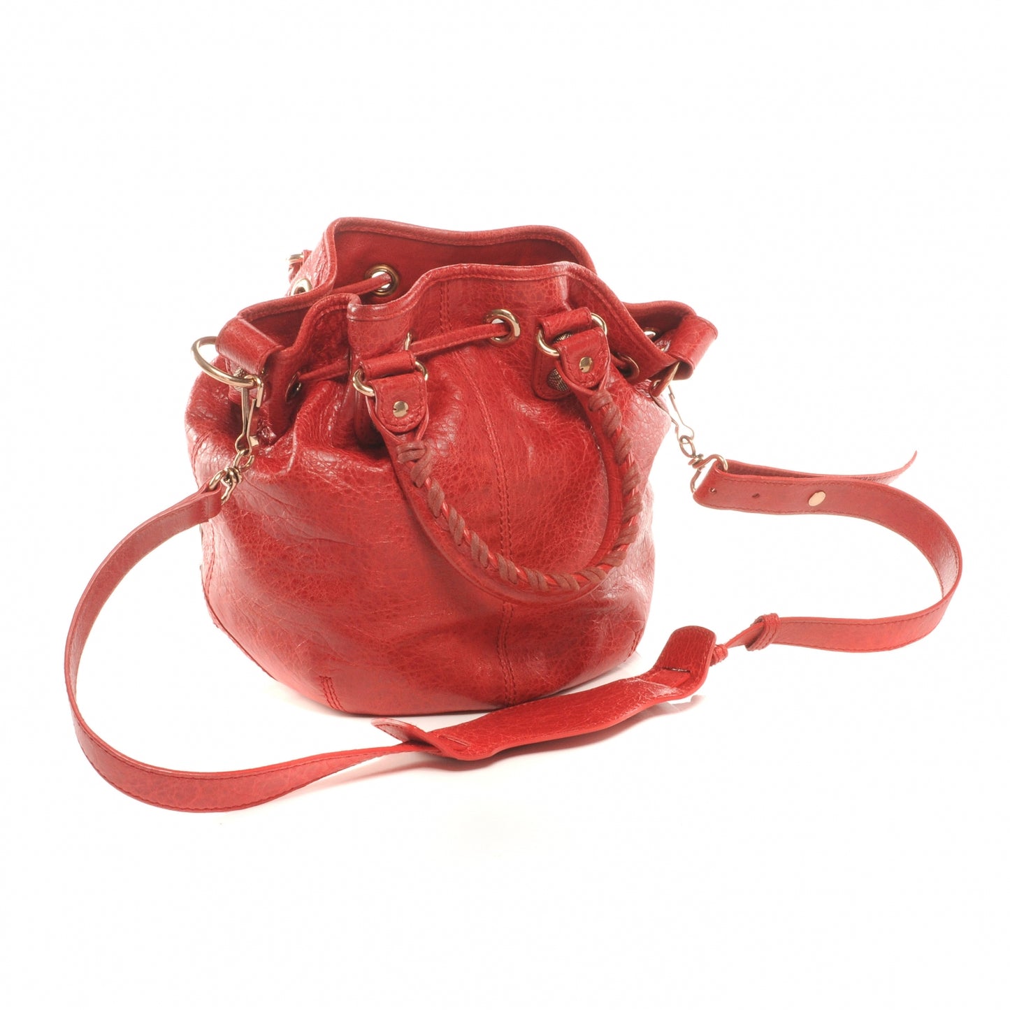 Agneau Giant 12 Rose Gold Hardware Mini Pompon Bag Coquelicot