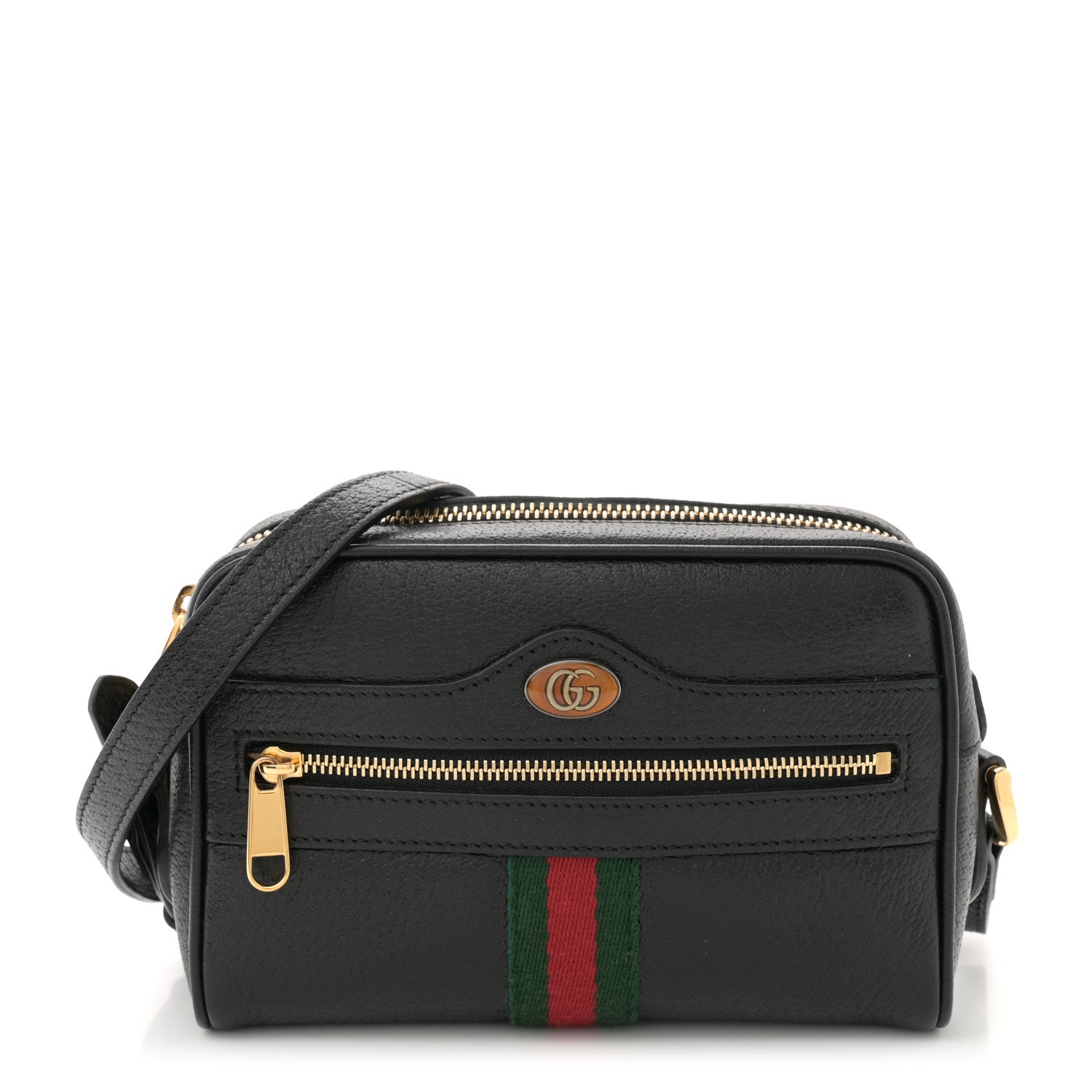 Gucci Calfskin Web Mini Ophidia Shoulder Bag Black 1 of 11