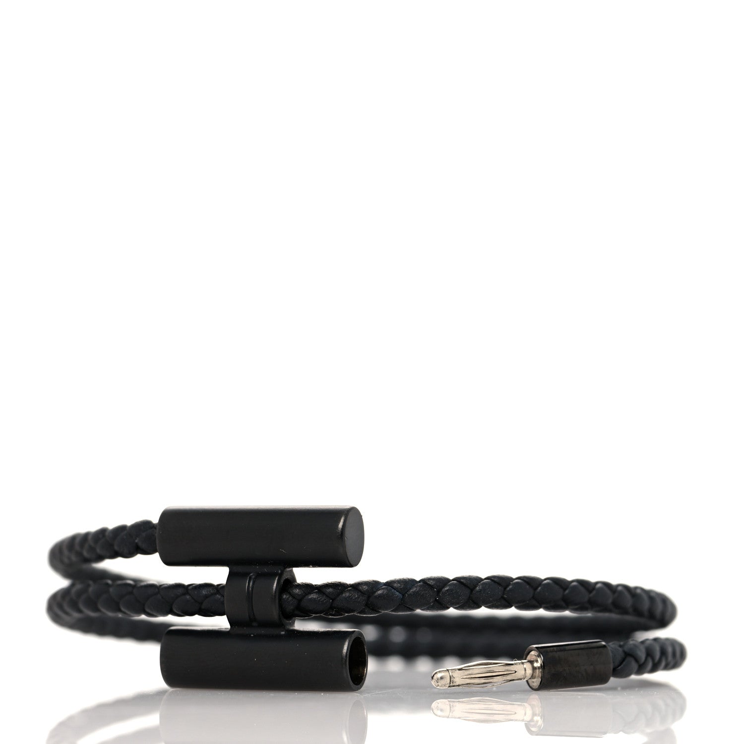Hermes Swift Double Wrap Cord Tournis Tresse Bracelet T4 Black 3 of 5