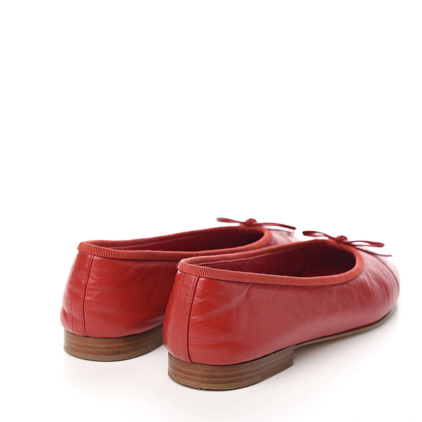 Lambskin Cap Toe Ballerina Flats 38 Red