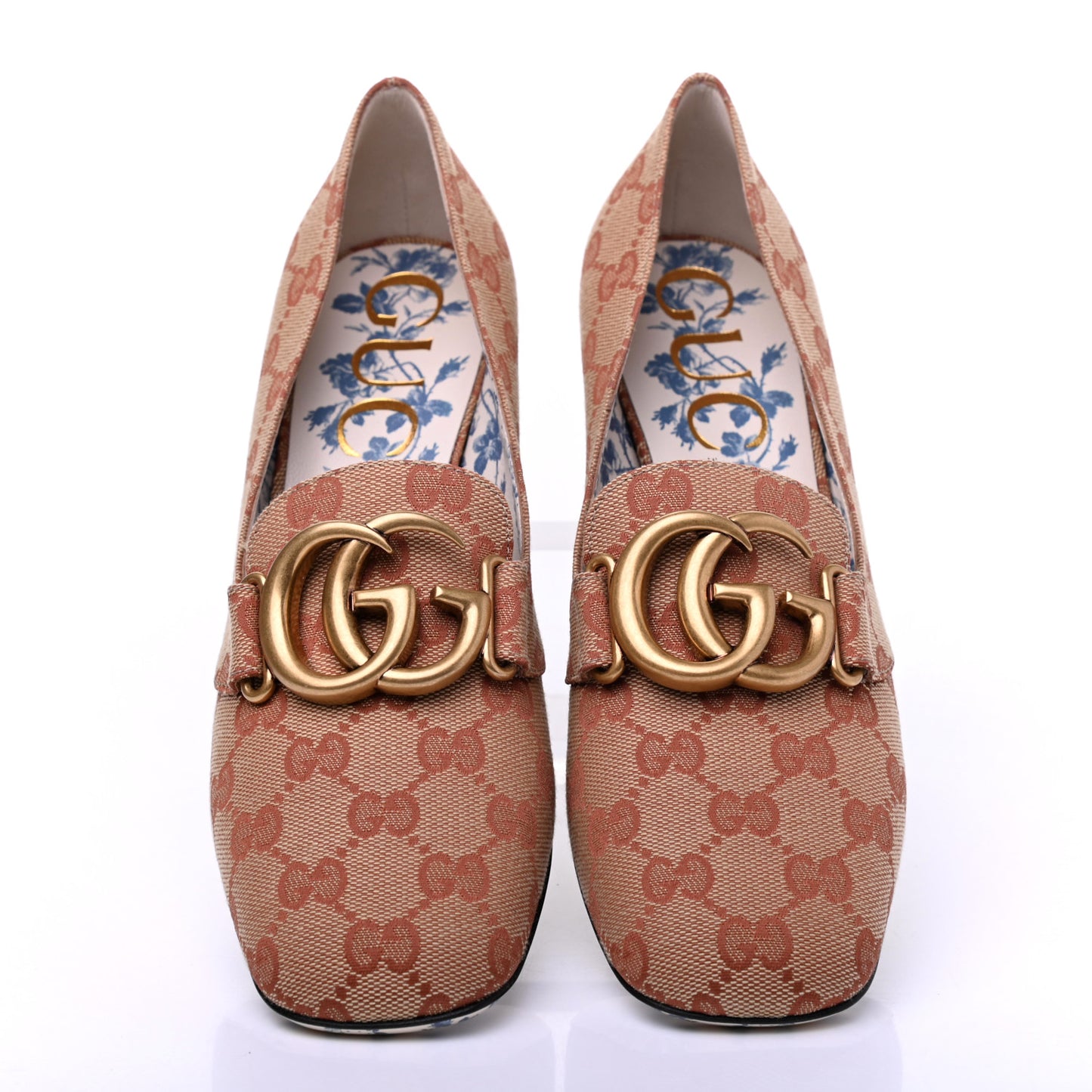 Monogram GG Victoire 55mm Loafer Pumps 38 Beige Ruggine