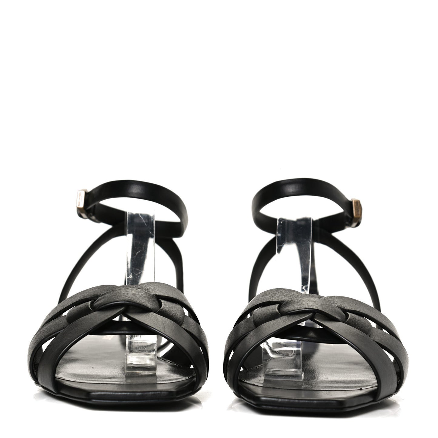 Calfskin Tribute 05 Ankle Strap Flat Sandals 39 Black