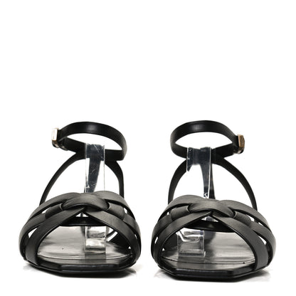 Saint Laurent Calfskin Tribute 05 Ankle Strap Flat Sandals 39 Black 2 of 12