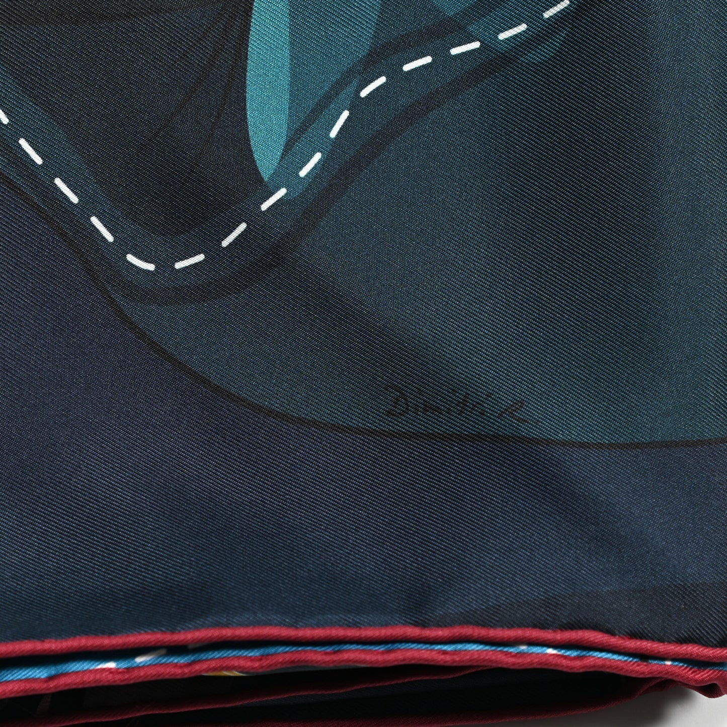 Silk Double Face Formula One Scarf 90 Marine Colvert