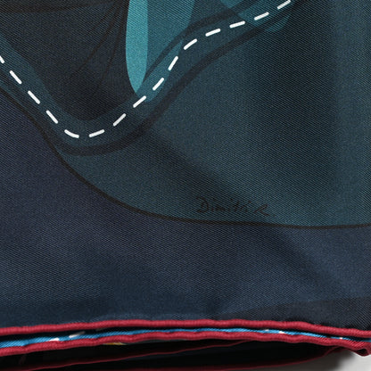 Hermes Silk Double Face Formula One Scarf 90 Marine Colvert 5 of 5