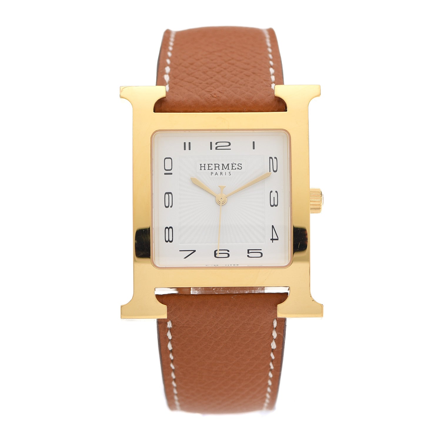 Hermes Stainless Steel Epsom 21mm Heure H Hour Quartz Watch Gold 1 of 5