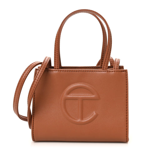 Vegan Leather Small Shopping Bag Tan