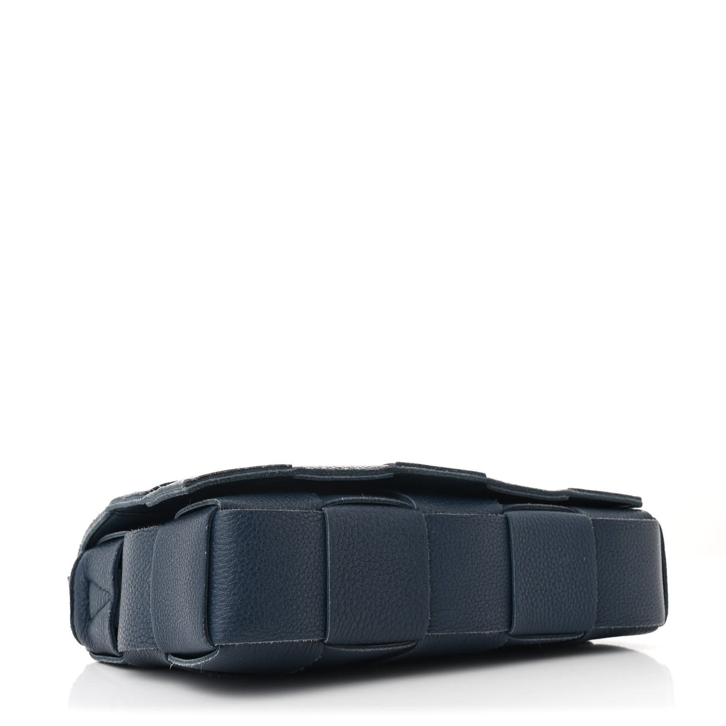 Grained Calfskin Maxi Intrecciato Cassette Crossbody Bag Deep Blue