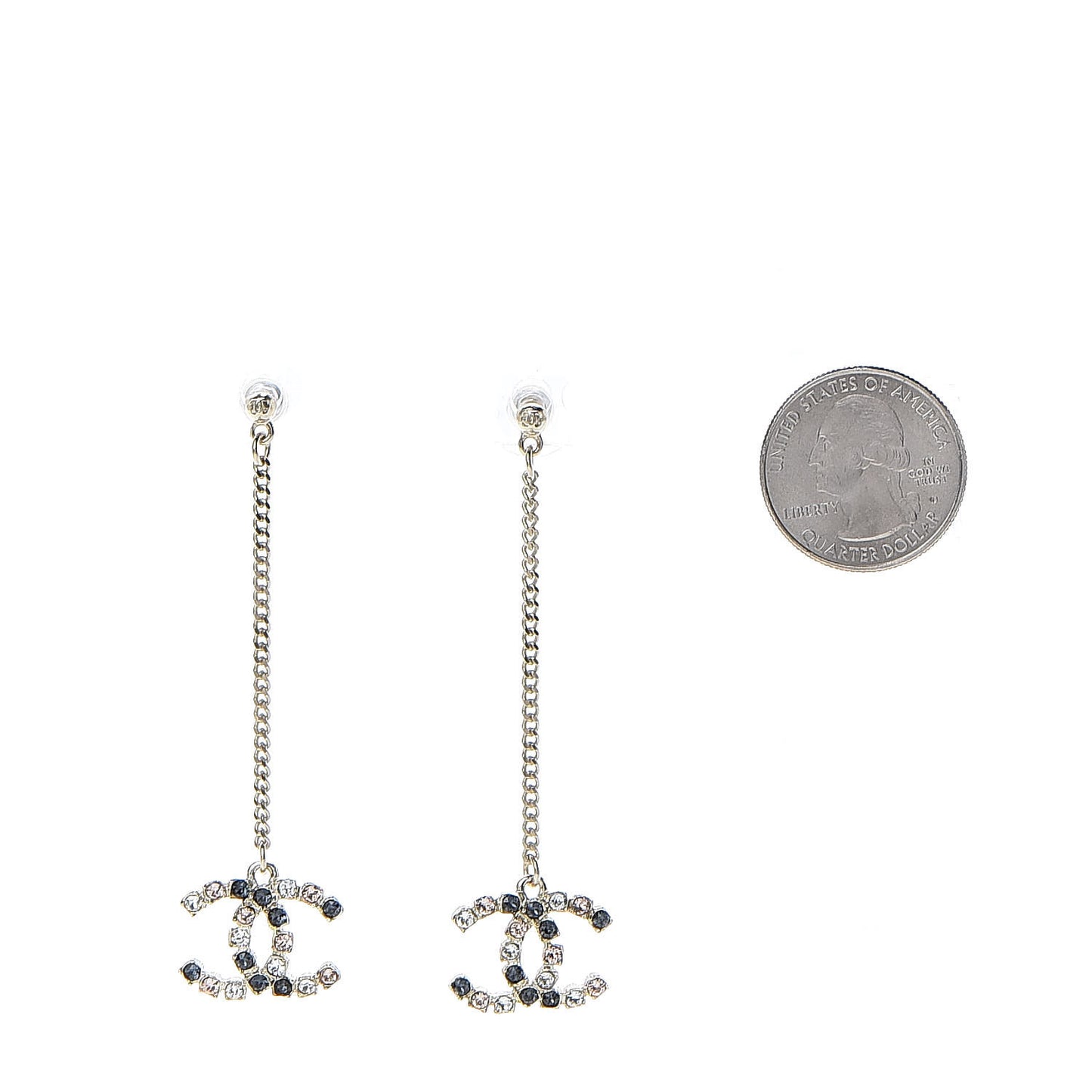 Crystal CC Drop Earrings Pink Grey Gold