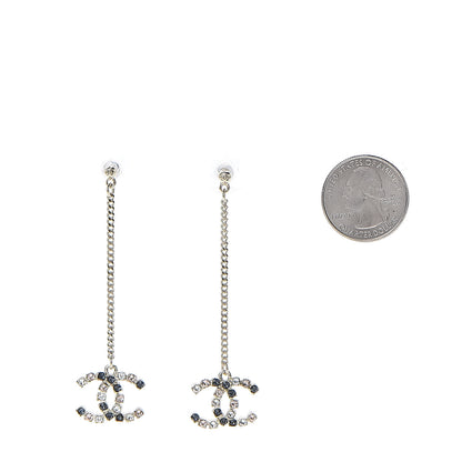 Chanel Crystal CC Drop Earrings Pink Grey Gold 2 of 3