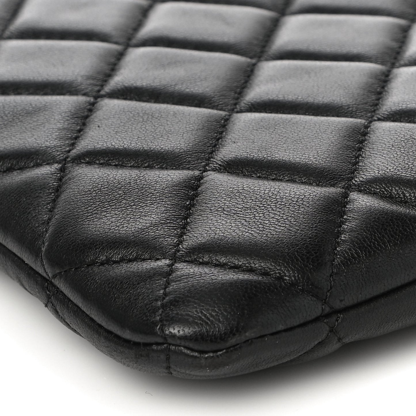 Lambskin Quilted Large Cosmetic Case Black