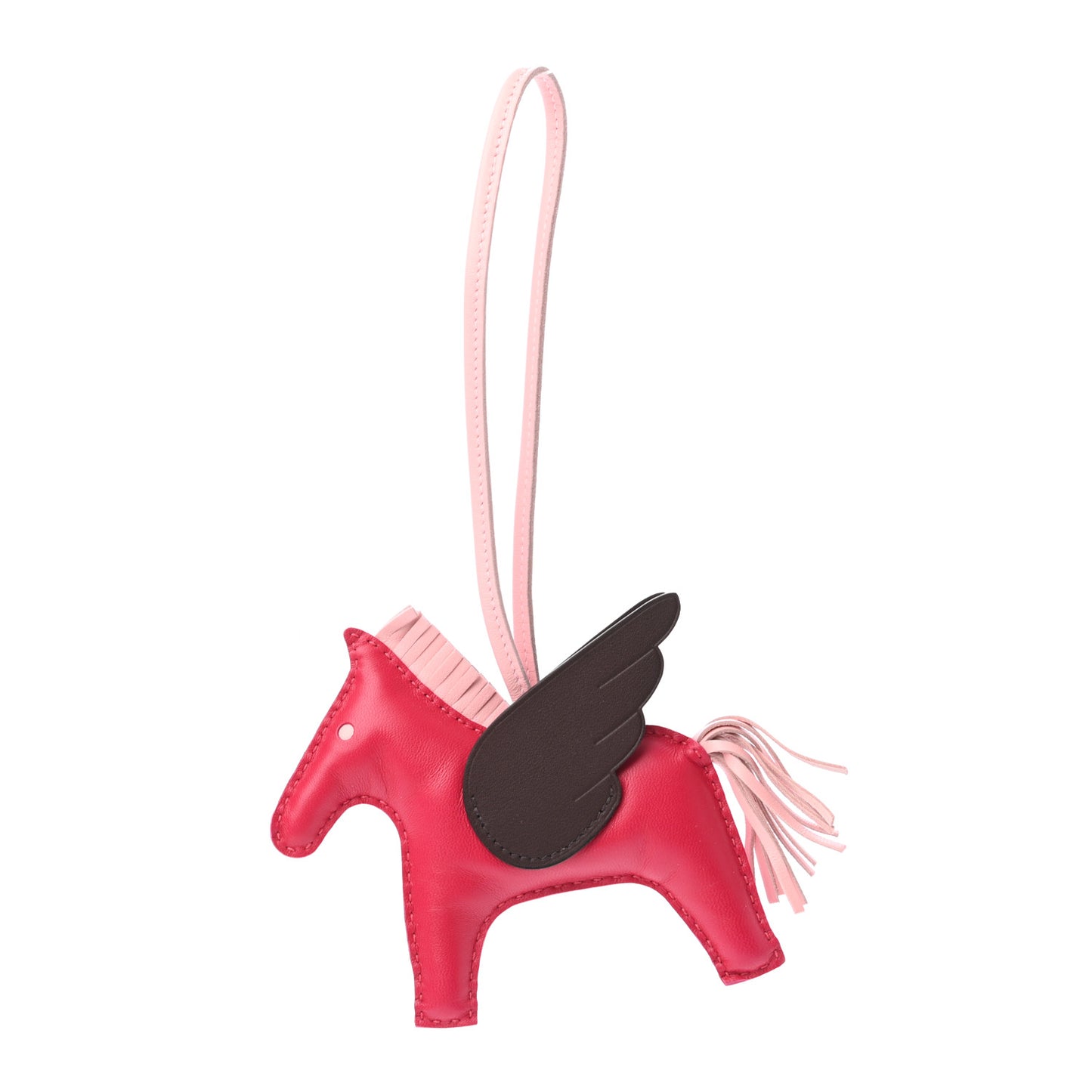 Milo Lambskin Grigri Rodeo Pegase Horse Bag Charm MM Framboise Rose Sakura Rouge Sellier