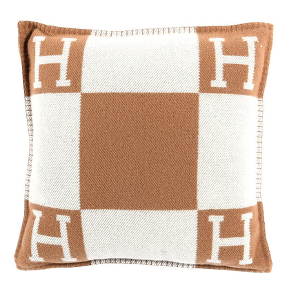 Hermes Wool Cashmere Avalon Pillow PM Ecru Camel 1 of 3