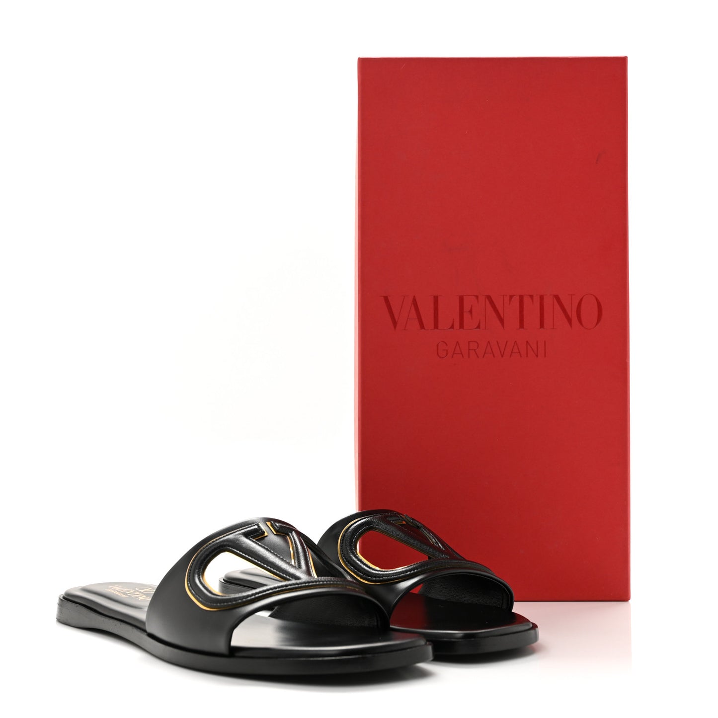 Nappa Vlogo Flat Slide Sandals 37 Black