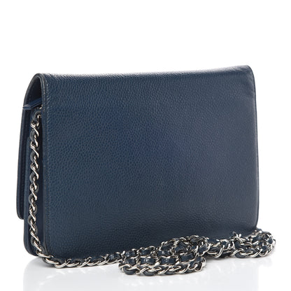 Chanel Caviar Timeless CC Wallet On Chain WOC Blue 3 of 13