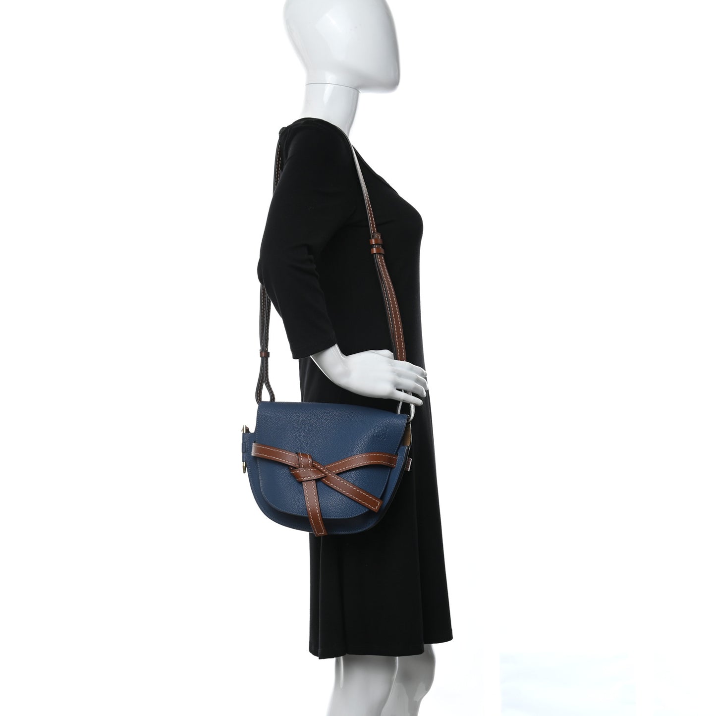 Grained Calfskin Small Gate Crossbody Bag Varsity Pecan
