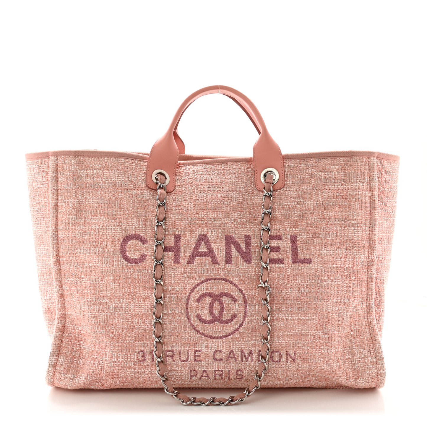 Straw Lurex Large Deauville Tote Pink