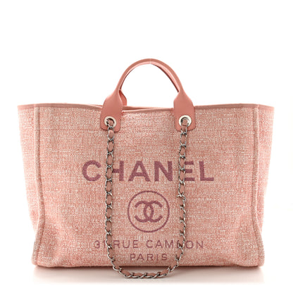 Chanel Straw Lurex Large Deauville Tote Pink 1 of 10