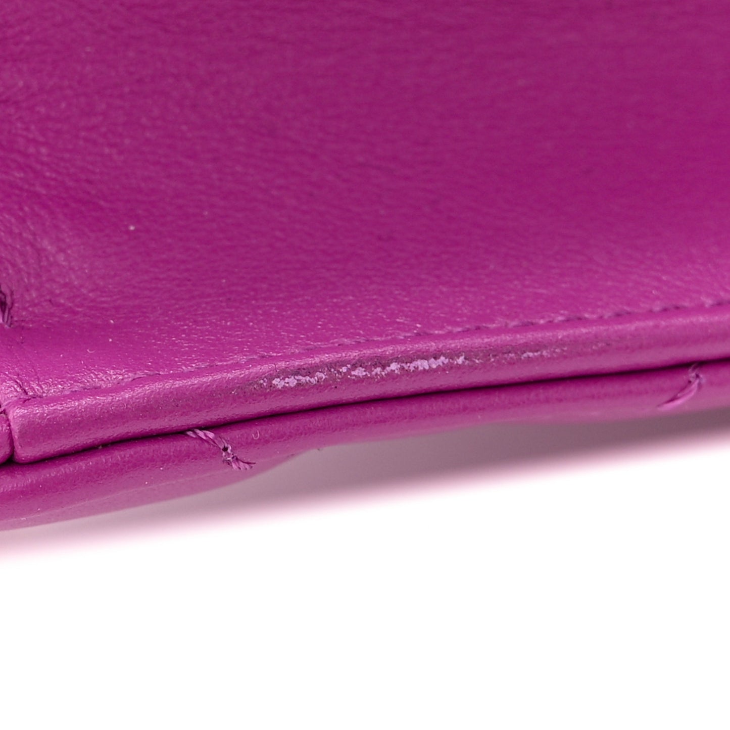 Calfskin Quilted Mini Dual Handle Chain Flap Bag Purple