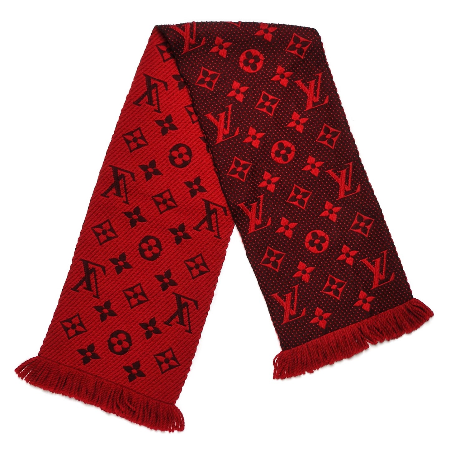 Wool Silk Logomania Scarf Rubis