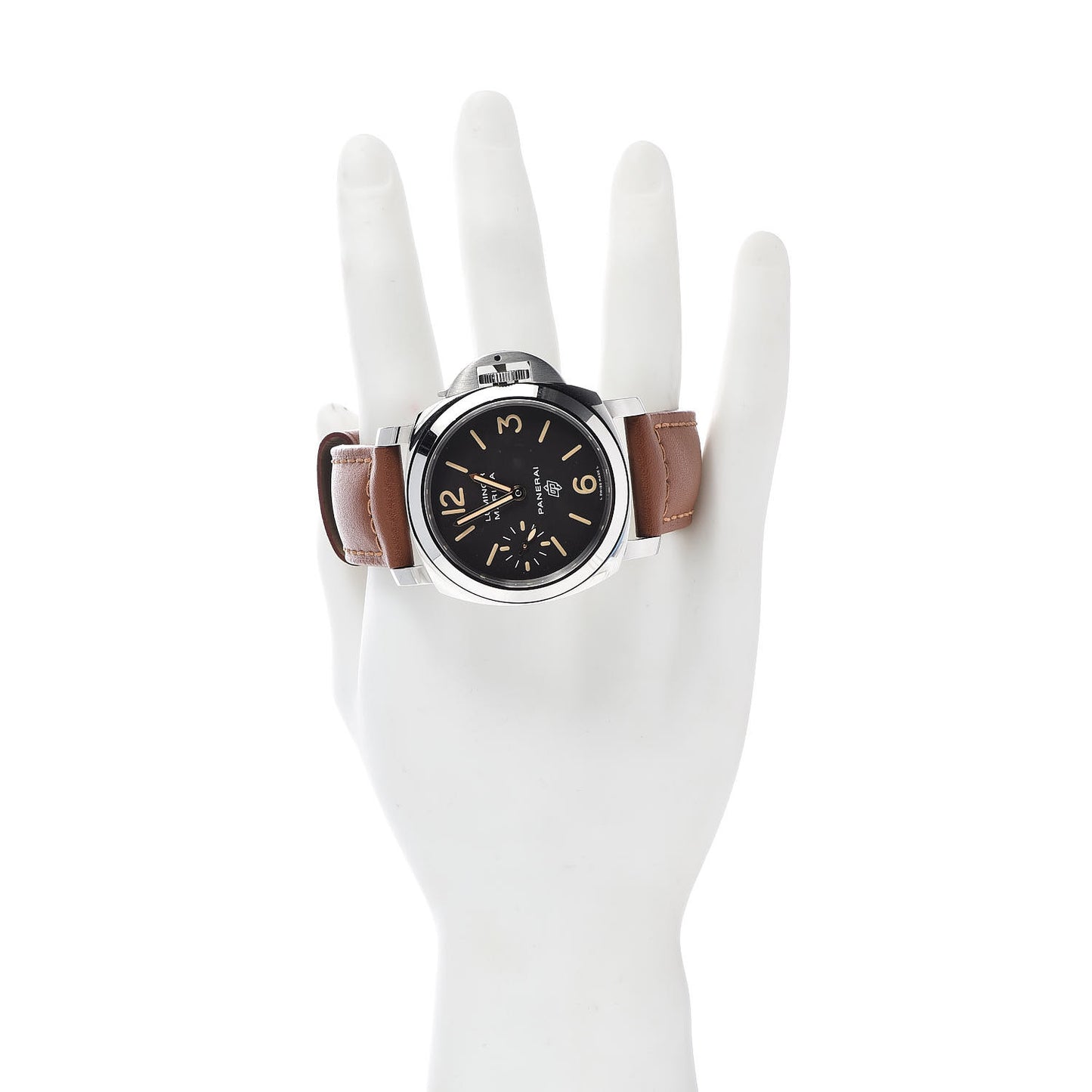 Stainless Steel Calfskin 44mm Luminor Marina Base Logo Manual Winding Watch Black PAM00632