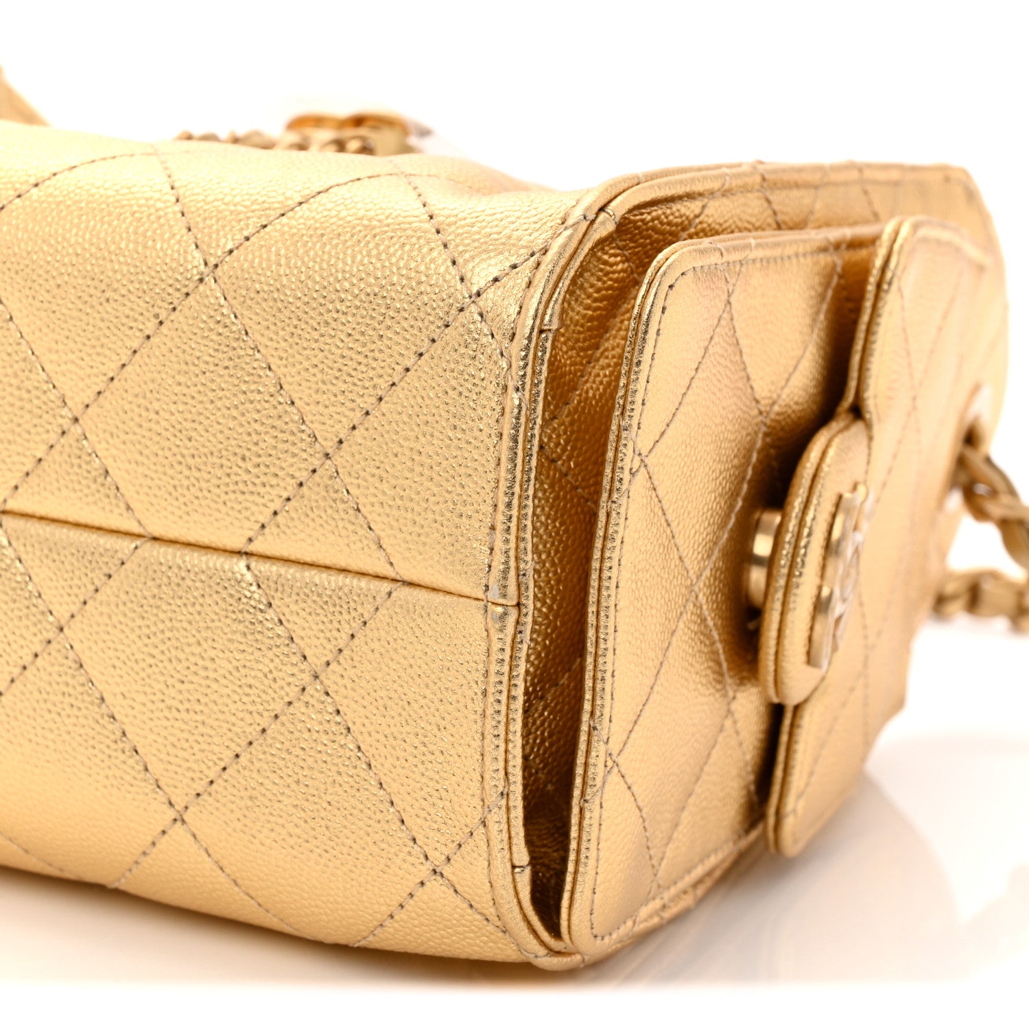 Chanel Metallic Caviar Quilted Mini Chanel 25 Handbag Gold 1776023