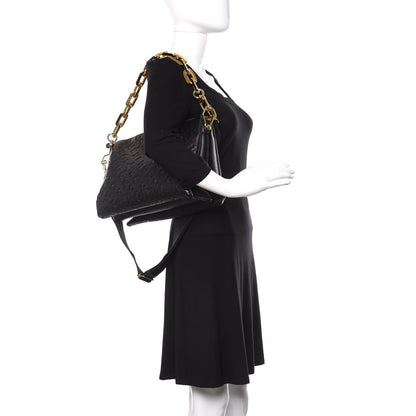 Louis Vuitton Lambskin Embossed Monogram Coussin MM Black 3 of 13