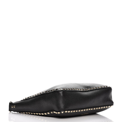 Valentino Garavani Pebbled Calfskin Large Rockstud Flip-Lock Messenger Bag Black 4 of 8