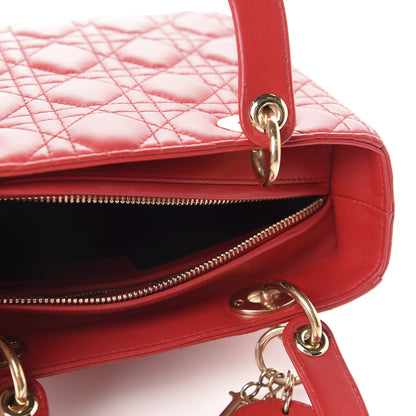Christian Dior Lambskin Cannage Medium Lady Dior Red 5 of 10