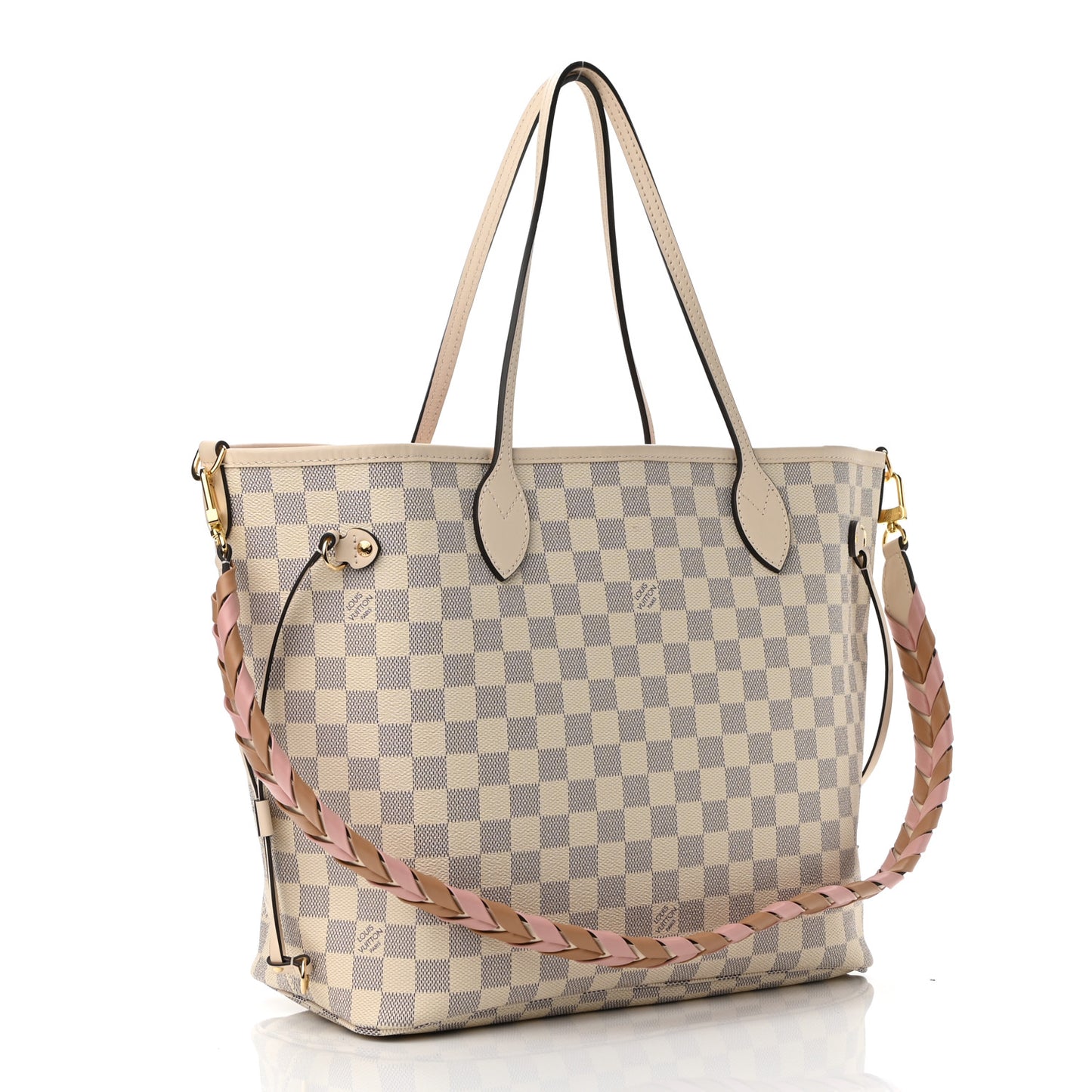 Damier Azur Braided Neverfull MM Pink