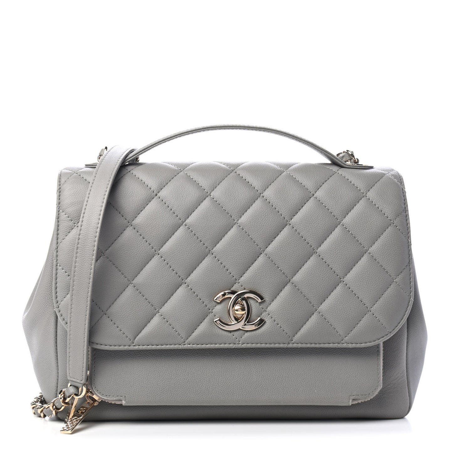 Caviar Quilted Large Business Affinity Flap Grey