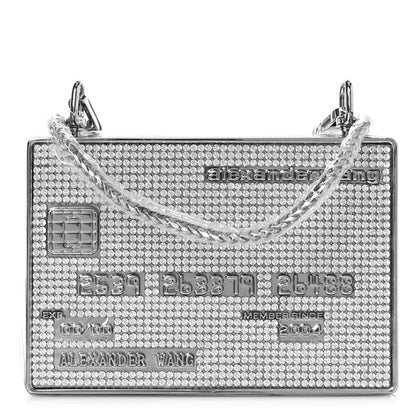 Alexander Wang Crystal Credit Card Wangloc Minaudiere Clutch Silver 1 of 9