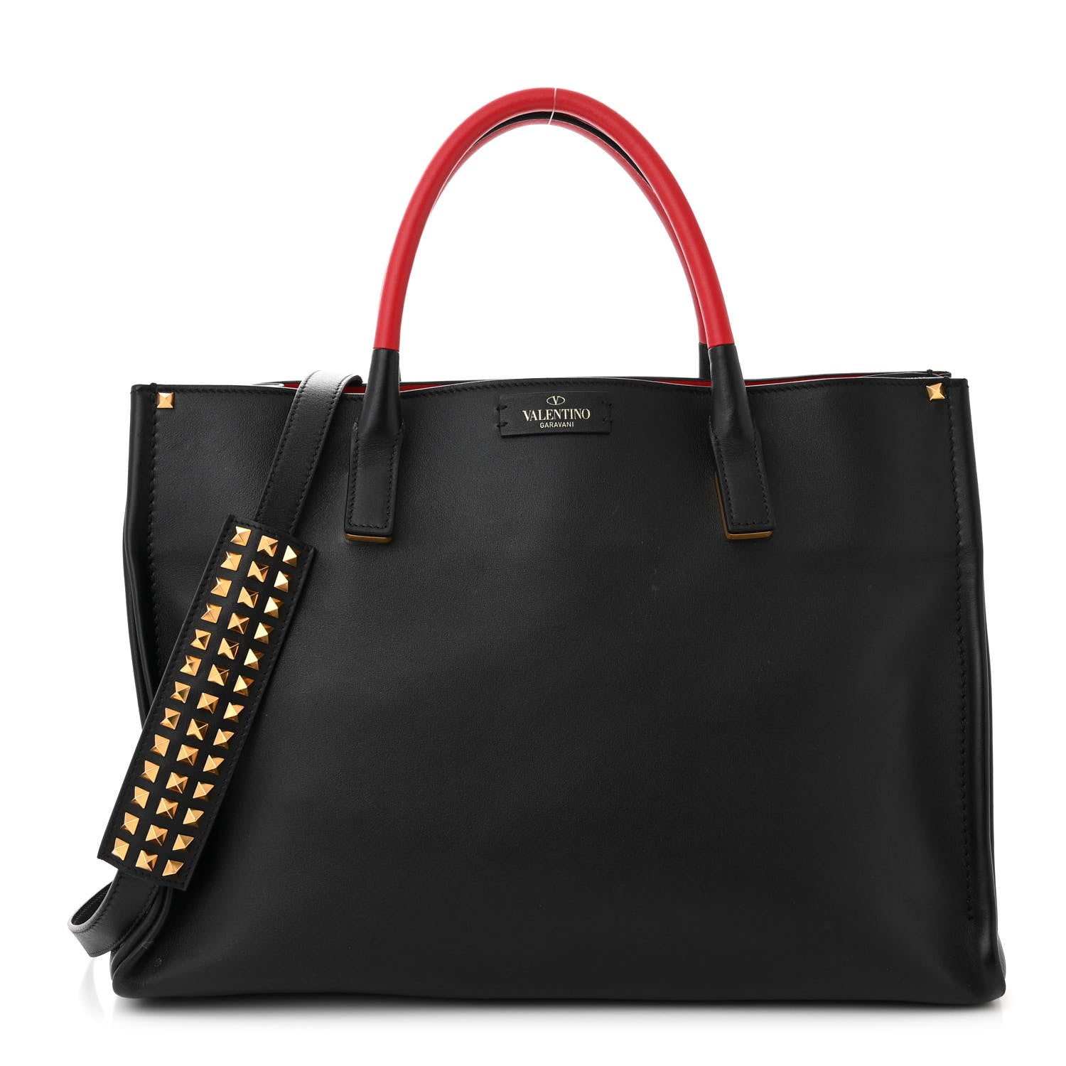 Valentino Garavani Smooth Calfskin Soul Tote Black Red 1 of 10